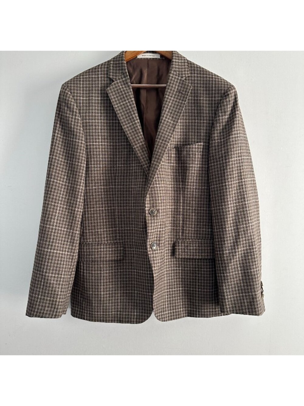 Joseph Abboud Mens 42 Short Brown Plaid Wool Slim Fit Blazer Lanificio di Pray